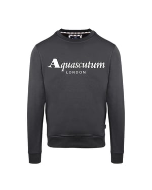 Aquascutum Heren Sweatshirt met Opschrift Crew Hals (Antraciet)