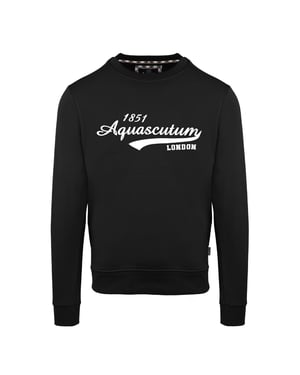 Aquascutum Unisex sweatshirt met logo, geribd, normale pasvorm en lange mouwen (Zwart)