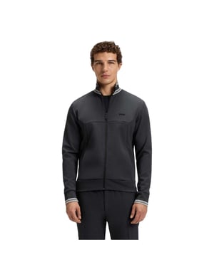 Boss Heren Track Jacket met geborduurd logo en lange mouwen (Donkerblauw)
