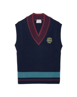 Lacoste Unisex gebreid vest voor volwassenen met embleem (Marine)