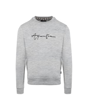 Aquascutum Heren Script Crew Neck Regular Sweatshirt (Grijs)