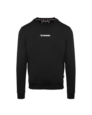 Aquascutum Heren Katoenmix geribbeld kraag Regular Sweatshirt (Zwart)