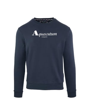 Aquascutum Heren Geribbelde Logo Sweatshirt (Marineblauw)