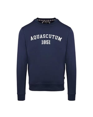 Aquascutum Heren-sweatshirt met gebogen logo (Marine)