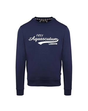Aquascutum Heren Sweatshirt met Ronde Hals en Logo (Marine)