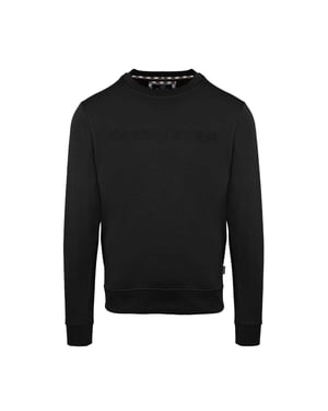 Aquascutum Heren Sweatshirt met geribde kraag (Zwart)