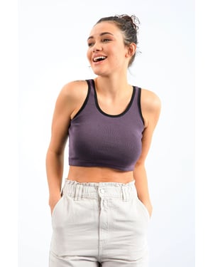 Geribbelde Mouwloze Crop Top
