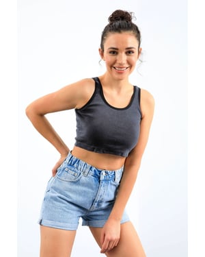 Geribbelde Mouwloze Crop Top