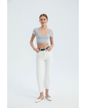 Vierkante Halse Basis Crop Top