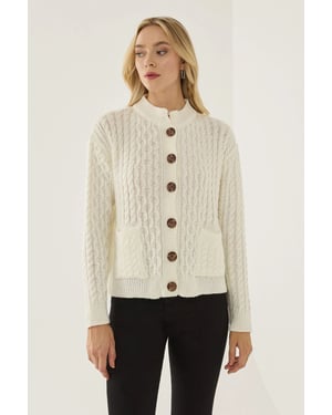 Gestructureerde Brei Cardigan met Knopen