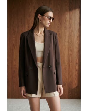 Dames Lange Crêpe Blazer Jas