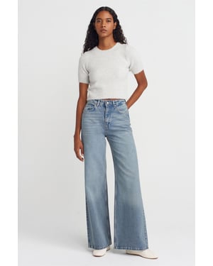 Hoog-Waisted Wijde Jeans van Katoen