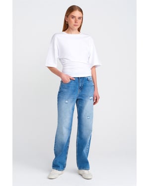 Hooggerichte Wijde Pijp Moeder Jeans