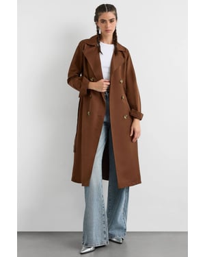 Dubbelzijdig Gordijn Trenchcoat met Ceintuur