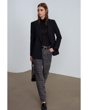 Hoogtaille Rechtaf Strakke Jeans met Textuur