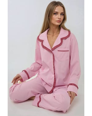 Overhemdkraag Katoenen Geruite Pyjama Set
