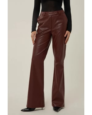 Hoge Taille Imitatie Leren Flared Broek
