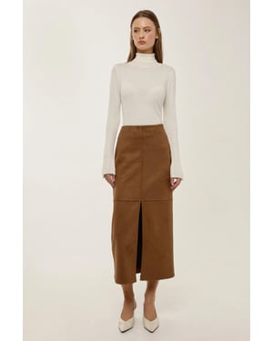 Midi Suede Rok met Split