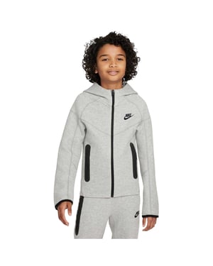 Nike Technische fleece-hoodie met doorlopende rits voor kinderen (Grijs/Zwart)