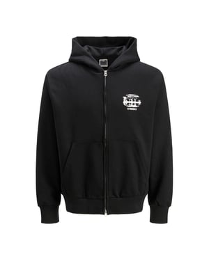 Jack And Jones Heren Graphic Print Regular Volledige Rits Hoodie (Zwart)