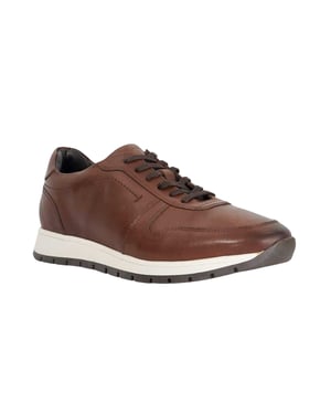 Dune London Heren Tris Leren Trainers (Bruin)