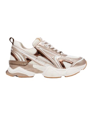 Steve Madden Dames Strass Gaas Chunky Platte Sneakers (Goud)