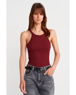 Geribbelde Katoenen Mouwloze Camisole Blouse