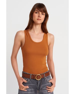 Geribde Mouwloze Cami Top