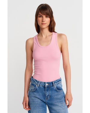 Geribde Mouwloze Camisole Blouse