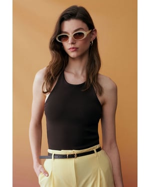 Slim Fit Halterhals Tricot Blouse