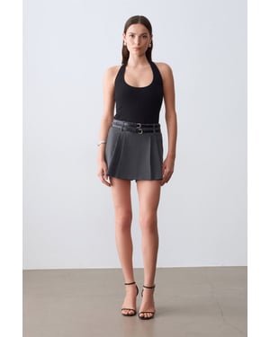 Halternek Cut-Out Slim-Fit Blouse