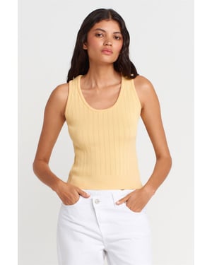 Geribbelde Mouwloze Slim-fit Blouse
