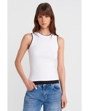 Mouwloze Geribbelde Katoenen Blouse