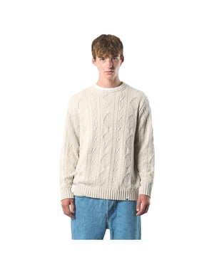 Pretty Green Heren Marylebone Kabelgebreide Sweater Top met Lange Mouwen (Grijs)