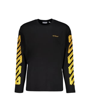 Off White Heren Tape Logo T-Shirt (Zwart/Citrus)