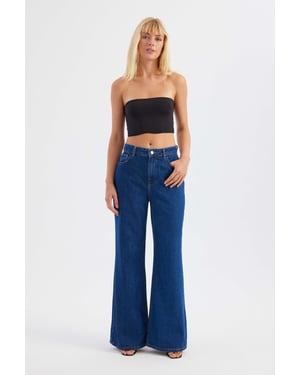 Hoge taille recht gesneden jeans