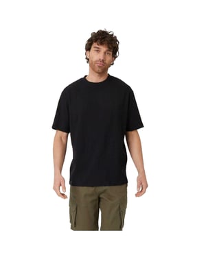 Threadbare Effen geribbeld T-shirt voor heren met normale pasvorm (Zwart)