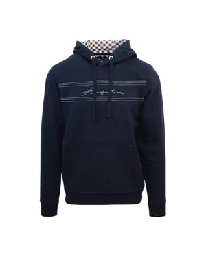 Aquascutum Heren Signature Regular-hoodie (Marine)
