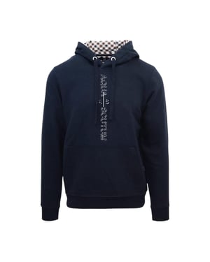 Aquascutum Hoodie met opschrift voor heren (Marine)