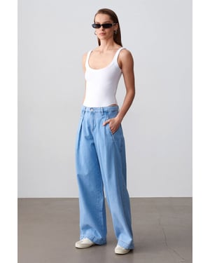 Hoog-Waisted Wijde Jeans van Katoen