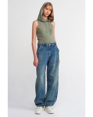 Hoge Taille Wijde Pijpen Katoenen Denim Jeans