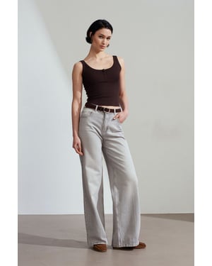 Hoge Taille Wijde Pijpen Katoenen Denim Jeans