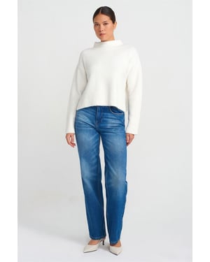 High-Waisted Recht Gesneden Katoenen Jeans