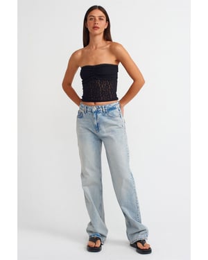 High-Waisted Recht Gesneden Katoenen Jeans
