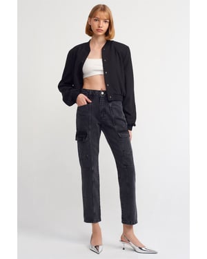 Hoge Taille Rechte Cargo Jeans