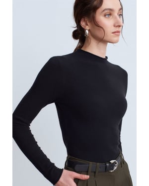 Dames Slim-fit Geribbelde Halve Coltrui