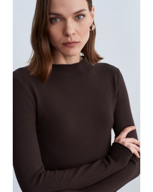 Dames Slim-fit Geribbelde Halflange Coltrui