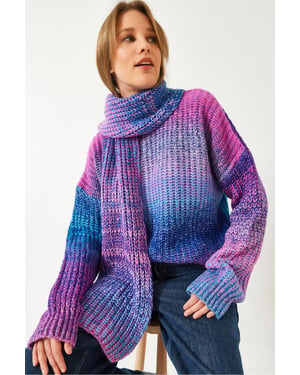 Gradient Geribbelde Ronde Hals Trui