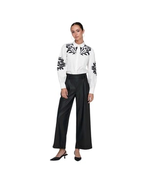 Only Dames/Dames Faux Leren Wijde Pijp Palazzo Broek (Zwart)