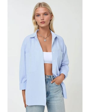 Gestreepte Regular Fit Lange Mouw Zachte Shirt